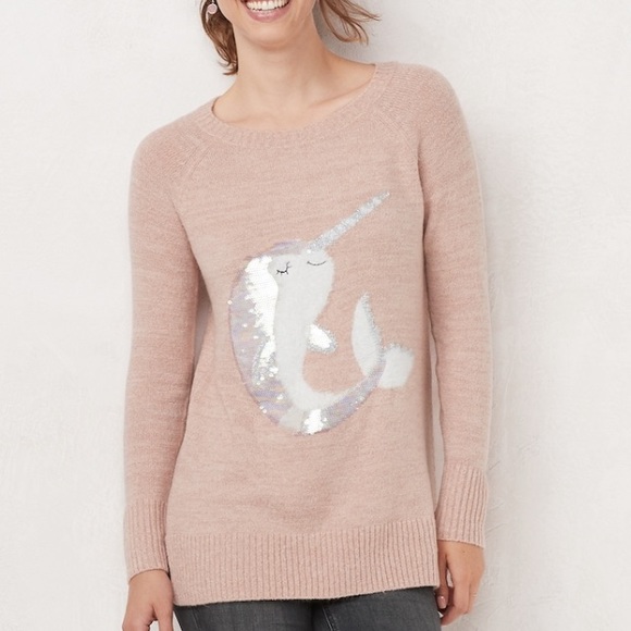 NWT LAUREN CONRAD Size XL Pink Narwhal Sweater - Picture 7 of 7